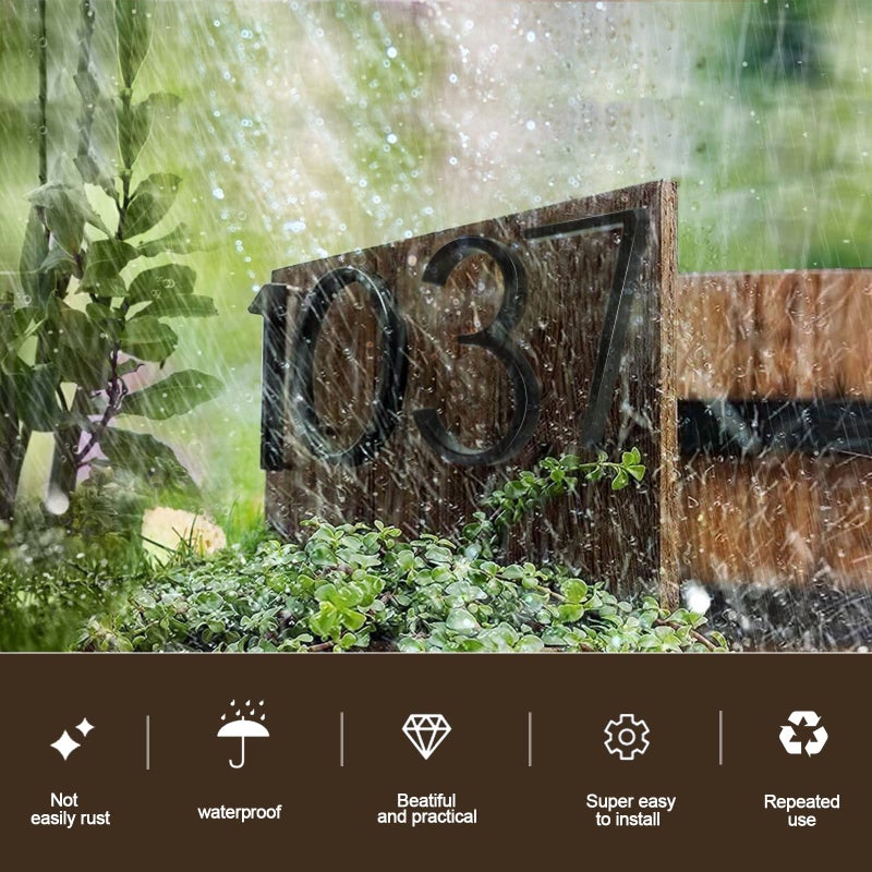 Ajmyonsp أرقام المنزل للخارج، أسود 5 بوصة، رقم منزل عائم معدني حديث، رقم ديكور باب الحديقة، صناديق البريد مع مجموعة أظافر، لافتات الرؤية (أسود 6) - Image 2